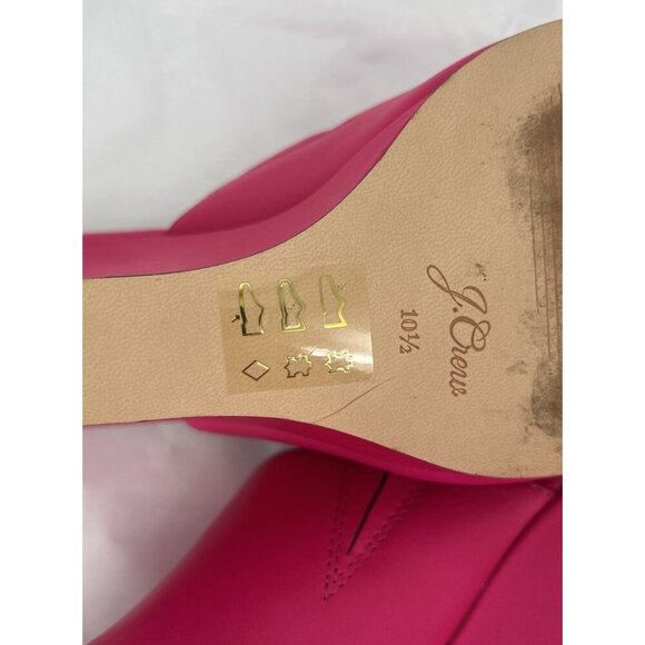 J. Crew Bianca Women’s Wedge Slide Sandals Size 10.5 Fuchsia Hot Pink Leather - Picture 11 of 13